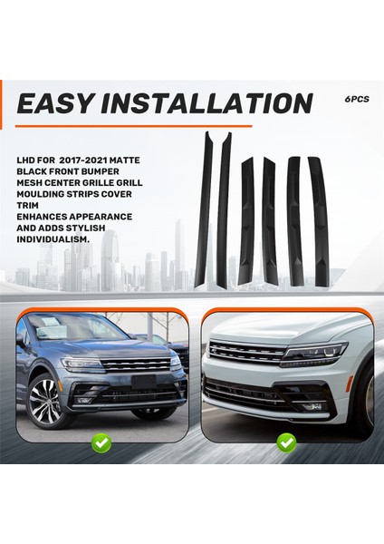 Tiguan Için Lhd L 2017-2021 Mat Siyah Ön Tampon Örgü Merkez (Yurt Dışından) indirimleri