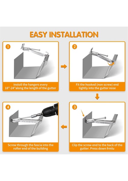 5 Inç 10 Paket Oluk Askıları, Önceden Yazılmış Vida, Alüminyum Oluk Braketleri ile Sarkan Yağmur Oluklarını Onarmak Için (Yurt Dışından) modelleri