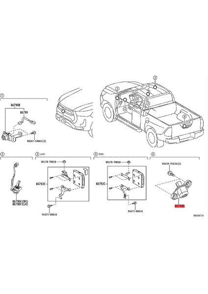 Toyota Hılux 2020-2022 Park Yardımı Ters Kamera 86790-0K050 (Yurt Dışından) indirimleri