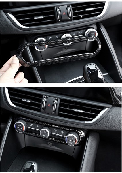 Alfa Için Romeo Giulia Stelvio 2017-2019 Otomobil Merkezi Ac Klima Ayarlama Çerçevesi Trim Kapak Aksesuarları, Karbon (Yurt Dışından) modelleri