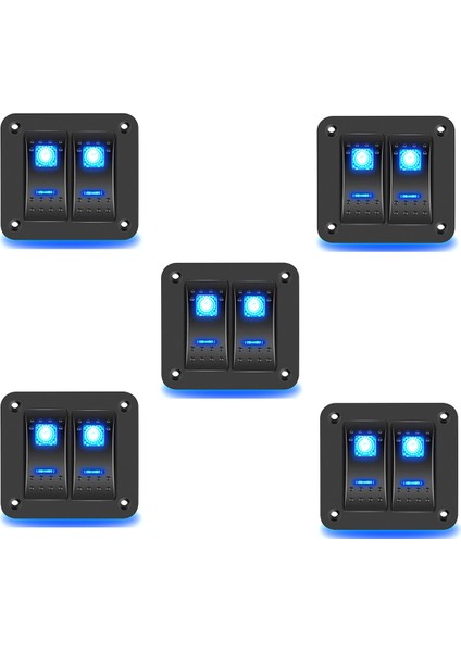 5x 2 Çete Rocker Anahtar Paneli 5pin Kapalı Kablolu Rocker Anahtarı Su Geçirmez Anahtar Paneli Araba Deniz Römork Mavisi (Yurt Dışından)