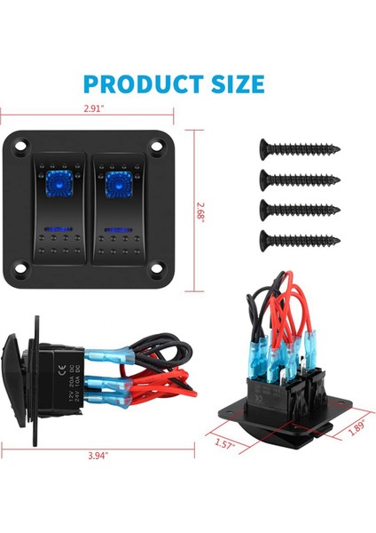 5x 2 Çete Rocker Anahtar Paneli 5pin Kapalı Kablolu Rocker Anahtarı Su Geçirmez Anahtar Paneli Araba Deniz Römork Mavisi (Yurt Dışından) fiyatları
