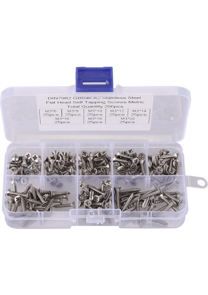 400PCS M3 Paslanmaz Çelik Düz Kafa Vidaları Kitler Yüksek Mukavemetli Kendi Kendine Dokunma Vidaları Ahşap Mobilya Için Ayarlanmış (Yurt Dışından) modelleri