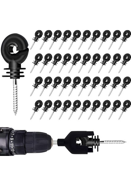 40PCS Elektrikli Çit Izolatörleri Vida, Elektrikli Çit Halkası Izolatör Bant Vidası Ahşap Post Izolatörler Vidası, Vidalı (Yurt Dışından)