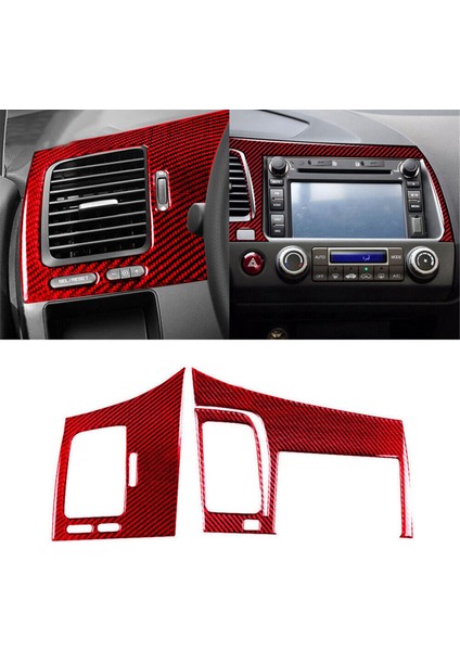 Honda Civic 8. Gen 2006-11 Için Kırmızı Karbon Fiber Navigasyon ve Hava Havalandırma Kapağı Trim (Yurt Dışından) modelleri