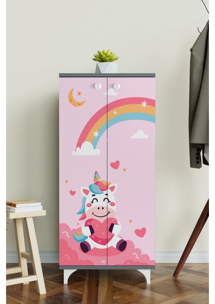 Çocuk Odası Unicorn Dreams Dolap 3 Raflı Çok Amaçlı Baskılı Oyuncak Dolabı fiyatları