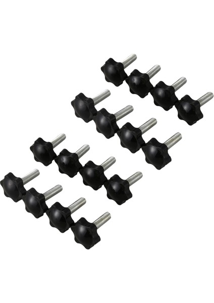 16 Pcs Siyah Yedek Parça M8 x 30MM Erkek Dişli Tutuklu Kavrama Yıldız Düğmesi (Yurt Dışından)