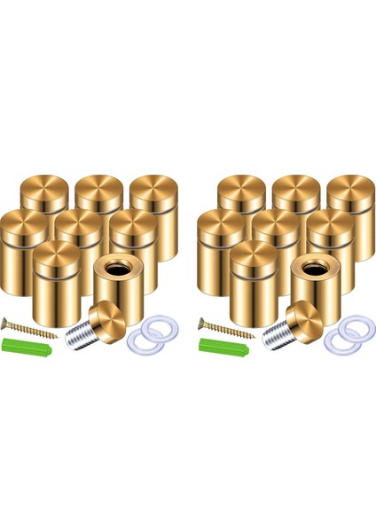 16 Paket Standoff Vidaları 3/4 x 6/5 Inç Altın Işaret Standoffları Akrilik Resim Çerçevesi Reklam Vidaları Kiti (Yurt Dışından)