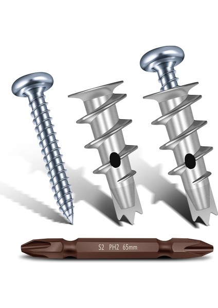 Çinko Kendi Kendini Sondaj Alçıpan Ankrajları, Içi Boş Duvar Ankrajı ve Vida Kiti, Alçıpan Vidaları, 50 Pcs Ağır Hizmetli Metal Duvar Ankrajları (Yurt Dışından)