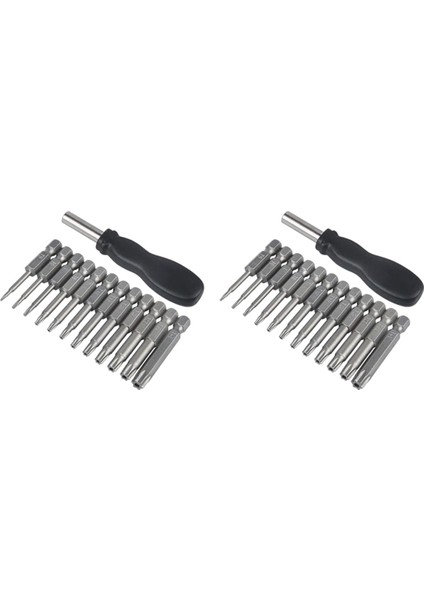 24 Paket Torx Kafa Tornavida Bit Seti 1/4 Inç Hex Shank T5-T40 Yıldız Tornavida Alet Kiti 2 Paket Saplı (Yurt Dışından)