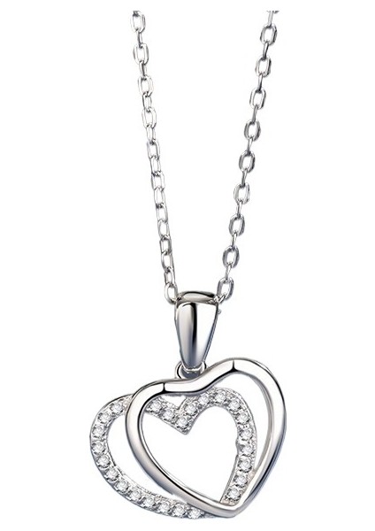 Kadınlar Için Çift Kalp Şeklinde Kolye Sonbahar ve Kış Basit Elmas Aşk Kolyesi Yüksek Dereceli Mizaç Köprücük Kemiği Zinciri (Yurt Dışından)