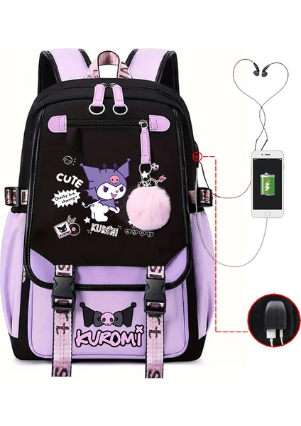 Animasyon Çizgi Film Popüler Çevresel Baskı Öğrenci Sırt Çantası USB ile Çok Işlevli (Yurt Dışından)