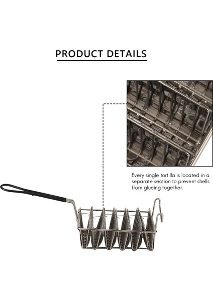 Taco Fritöz Sepeti, Taco Kabuk Fritözü, 6 Kabuk Tutarlı Fritöz Tutma Saplı Taco Tutucular Sepeti Taco Tutucu Standı (Yurt Dışından) indirimleri