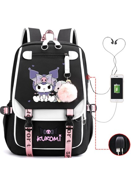 Animasyon Çizgi Film Popüler Çevresel Baskı Öğrenci Sırt Çantası USB ile Çok Işlevli (Yurt Dışından)