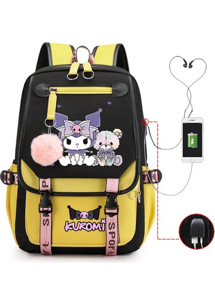 Animasyon Çizgi Film Popüler Çevresel Baskı Öğrenci Sırt Çantası USB ile Çok Işlevli (Yurt Dışından)
