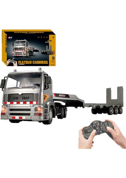 1:18 Ölçekli 2.4g Uzaktan Kumanda Simülasyonu Alaşımlı Platform Kamyon Römorku Uzaktan Kumandalı Oyuncak (Yurt Dışından)