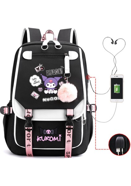Animasyon Çizgi Film Popüler Çevresel Baskı Öğrenci Sırt Çantası USB ile Çok Işlevli (Yurt Dışından)