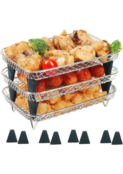 Ninja Ikili Sepet Için Hava Fritöz Rafı, 3 Katlı, Istifleme Pastırma Rafları, Ninja DZ201, DZ401 Için Hava Fritöz Aksesuarları (Yurt Dışından)