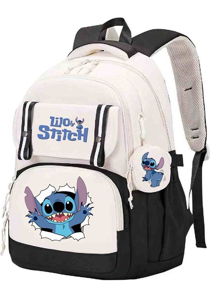 Stitch Aynı Stil Çevre Birimi Okul Çantası Anime Çizgi Film Baskısı Ilkokul ve Ortaokul Öğrencileri Için Sırt Koruma Sırt Çantası (Yurt Dışından)