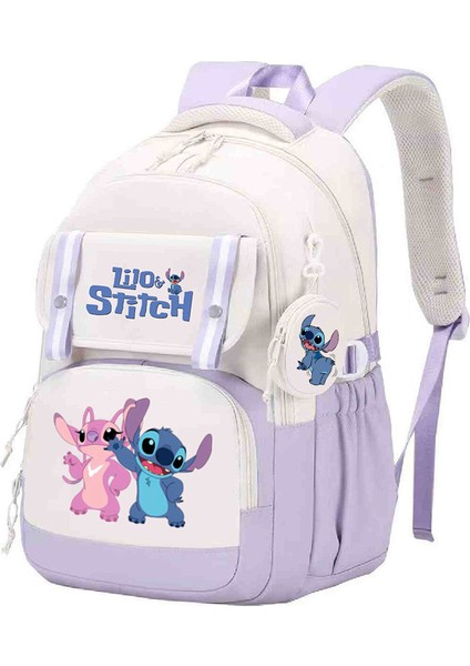 Stitch Aynı Stil Çevre Birimi Okul Çantası Anime Çizgi Film Baskısı Ilkokul ve Ortaokul Öğrencileri Için Sırt Koruma Sırt Çantası (Yurt Dışından)