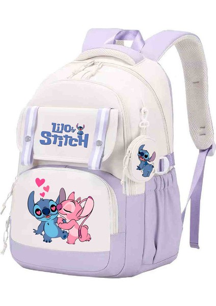 Stitch Aynı Stil Çevre Birimi Okul Çantası Anime Çizgi Film Baskısı Ilkokul ve Ortaokul Öğrencileri Için Sırt Koruma Sırt Çantası (Yurt Dışından)