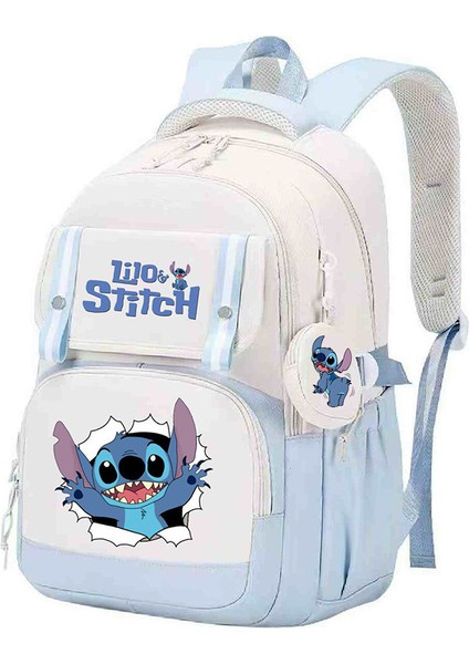 Stitch Aynı Stil Çevre Birimi Okul Çantası Anime Çizgi Film Baskısı Ilkokul ve Ortaokul Öğrencileri Için Sırt Koruma Sırt Çantası (Yurt Dışından)
