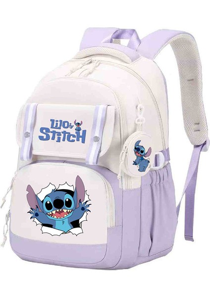 Stitch Aynı Stil Çevre Birimi Okul Çantası Anime Çizgi Film Baskısı Ilkokul ve Ortaokul Öğrencileri Için Sırt Koruma Sırt Çantası (Yurt Dışından)