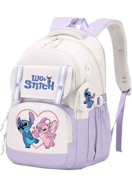 Stitch Aynı Stil Çevre Birimi Okul Çantası Anime Çizgi Film Baskısı Ilkokul ve Ortaokul Öğrencileri Için Sırt Koruma Sırt Çantası (Yurt Dışından)