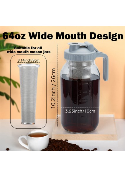 Soğuk Demleme Kahve Makinesi 64OZ Soğuk Demleme Sürahisi Paslanmaz Çelik Süper Yoğun Filtreli Buzlu Demleme Kahve, Buzlu Çay-B (Yurt Dışından) indirimleri