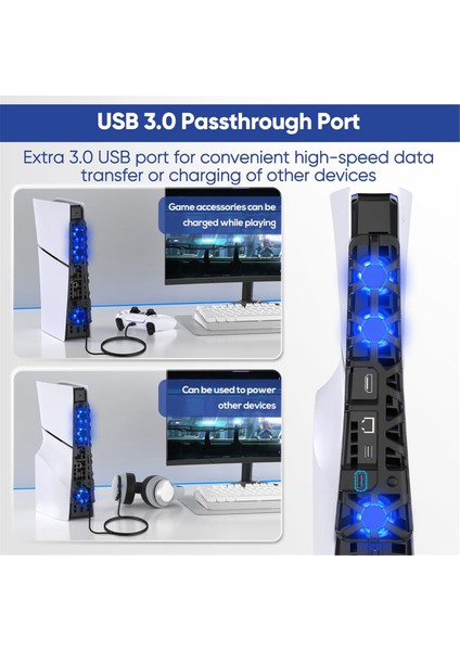 Ps5 Slim Konsol Için Soğutma Fanı, Hafıza Fonksiyonlu ve LED Işıklı Sessiz Soğutma Sistemi, Soğutucu Aksesuarları - Siyah (Yurt Dışından) fırsatları