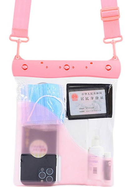 Büyük Kapasiteli Su Geçirmez Telefon Kılıfı Dalış Yüzen Koruma Omuz Çantası Kılıfı Şeffaf Dokunmatik Ekran Filmi - Pembe (Yurt Dışından) fırsatları