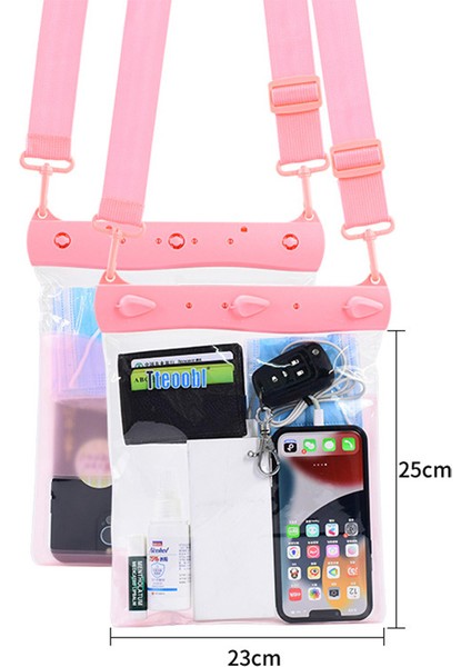 Büyük Kapasiteli Su Geçirmez Telefon Kılıfı Dalış Yüzen Koruma Omuz Çantası Kılıfı Şeffaf Dokunmatik Ekran Filmi - Pembe (Yurt Dışından) indirimleri