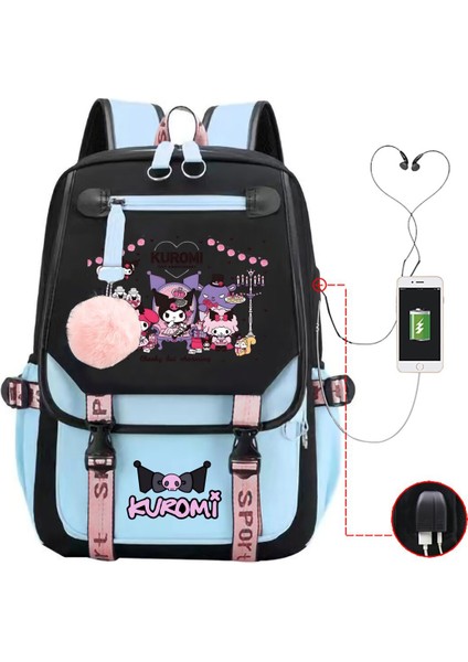 Animasyon Çizgi Film Popüler Çevresel Baskı Öğrenci Sırt Çantası USB ile Çok Işlevli (Yurt Dışından)