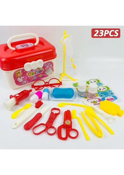 Doktor Set Çocuklar Için Set Girl Girls Rol Yapma Oyunları Hastane Accessorie Tıbbi Kit Hemşire Araçları Çocuklar Için Çanta Oyuncakları Hediye Renk: 23 Pcs Kırmızı (Yurt Dışından)