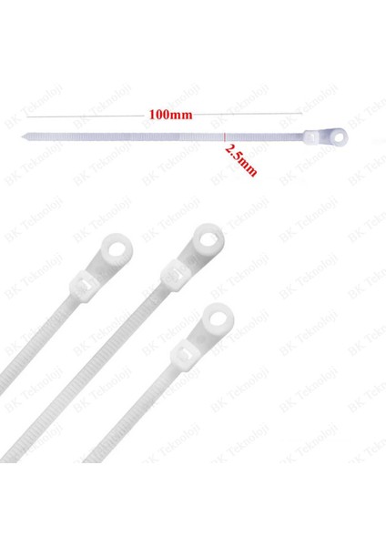 Delikli Vidalanabilir 2.5 x 100 mm Cırt Kablo Bağı 100 Adet Beyaz modelleri