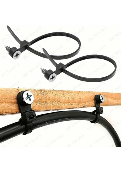 Delikli Vidalanabilir 2.5 x 100 mm Cırt Kablo Bağı 100 Adet Beyaz