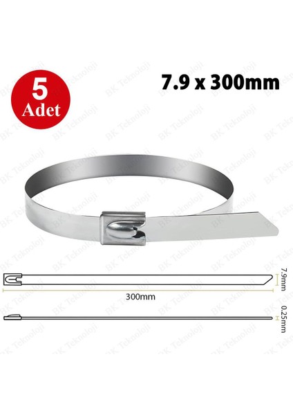 Paslanmaz Çelik Metal Kablo Bağı 7.9X300 mm 5 Adet modelleri