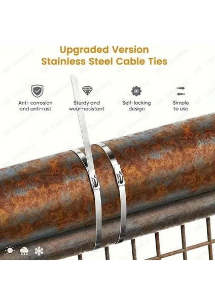 Paslanmaz Çelik Metal Kablo Bağı 7.9X500 mm 5 Adet