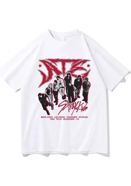 Chk Chk Boom T-Shirt Kore Moda Kadın Estetik Hip Hop Retro T-Shirt Nötr Straykids Retro T-Shirt Kadın Giyim Kıy: 5/boyut (Abd) (Yurt Dışından)