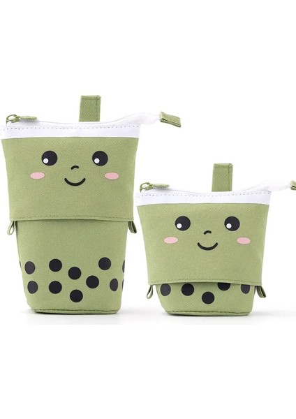 Kalem Sahibi Organizatör Pensil Kasası Sevimli Ayarlanabilir Kadife Kalem Çantası Pu Fermuarlı Kawaii Kırtasiye Alet Depolama Okul Malzemeleri Renk: Yüz Yeşil (Yurt Dışından)