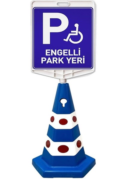 Engelli Park Yeri Çift Taraf Baskı Mavi Ultra Kedi Gözlü Ağırlıklı Koni Seti Trafik Dubası