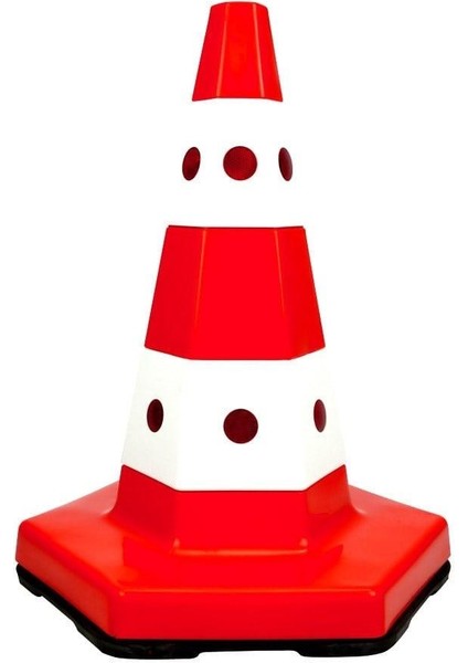 Klasik Kedi Gözlü Trafik Konisi 50 cm Ağırlıklı Trafik Dubası