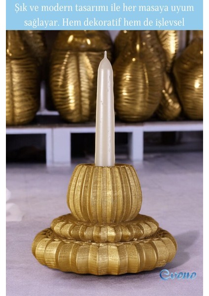 Gümüş Eskitme Mumluk Şamdan Ince Mum Uyumlu Model 1