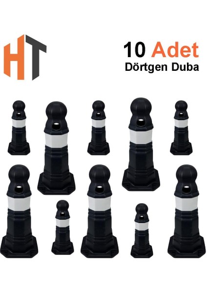 10'lu Antik Yol Dubası Seti Siyah 50 cm Siyah