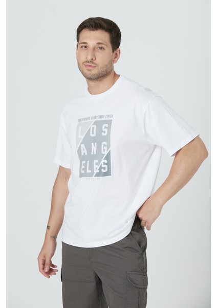 %100 Pamuk Erkek Relax Fit Rahat Kalıp Bisiklet Yaka Basic Düz Kısa Kollu Baskılı Tişört TNT-003 fırsatları