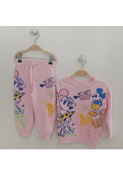 Mickey Mouse 2'li Eşofman Takım Pembe - 4-5 Yaş fırsatları