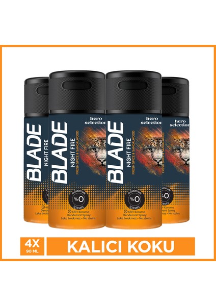 Blade Night Fire Erkek Deodorant Seyahat Boy 4X90 ml