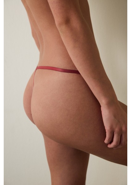 Bordo Dantelli Normal Bel String Külot modelleri