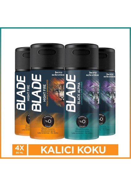 Black Alpha & Night Fire Erkek Deodorant Seyahat Boy 4X90 ml Tanışma Seti