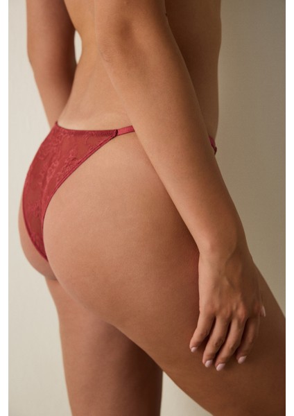 Bordo Normal Bel Saten Yüksek Kesim Brazilian Külot modelleri